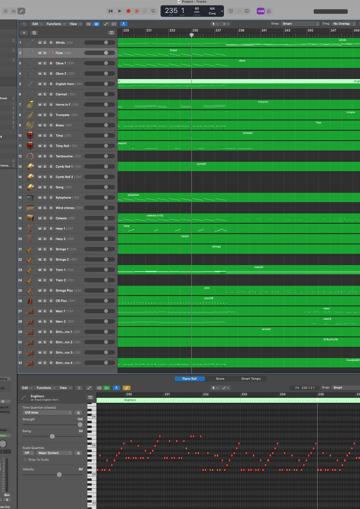 Multitrack MIDI production of When A Dream Comes True open in a digital audio workstation