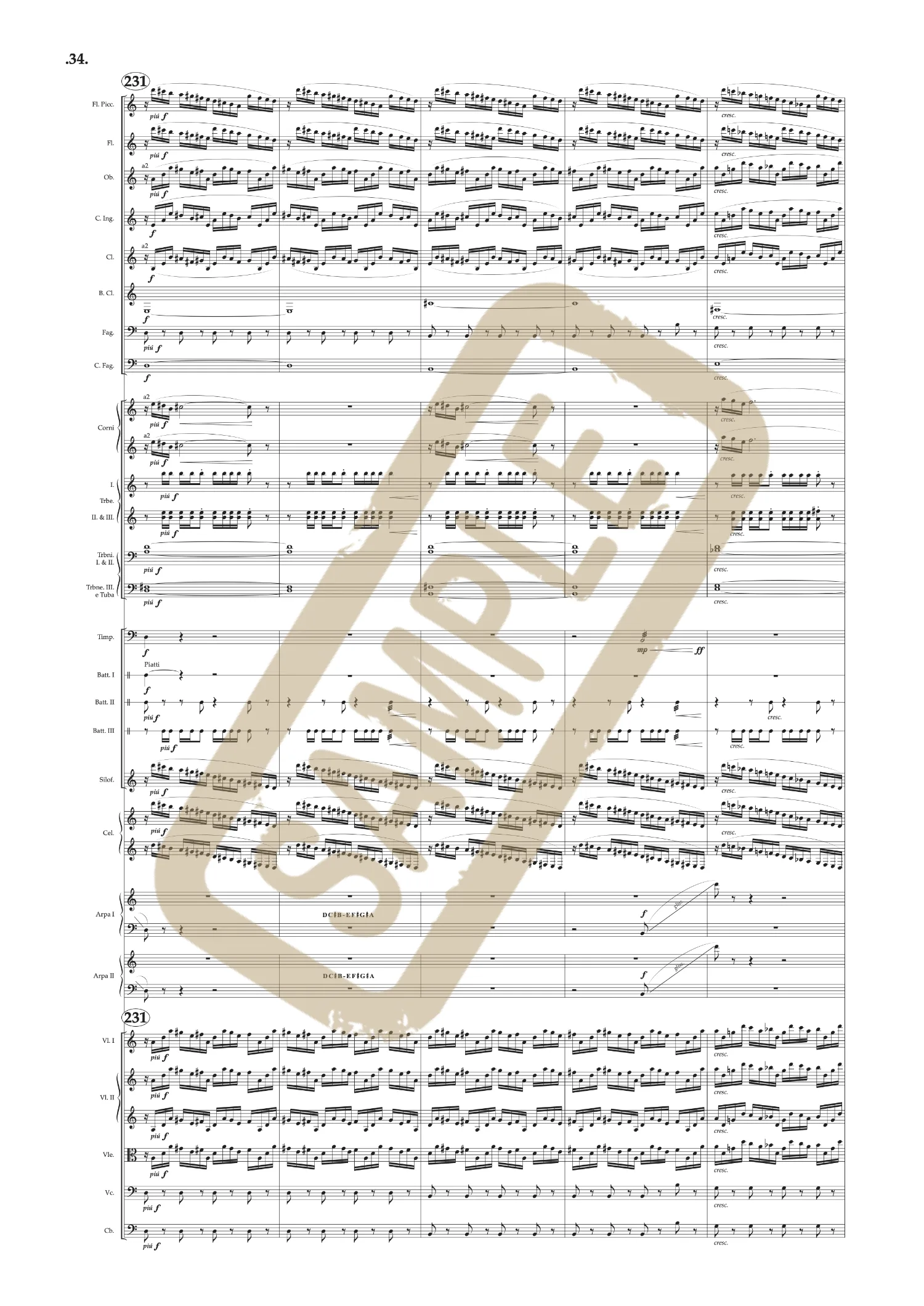 Engraved full orchestral score page of When A Dream Comes True