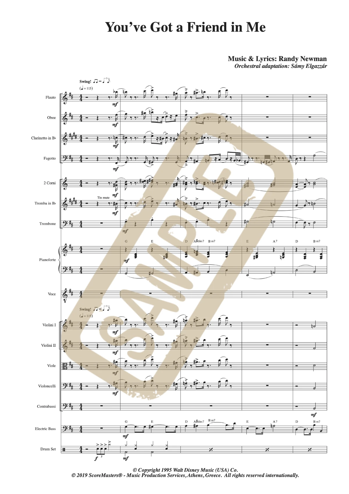 Watermarked score excerpt from You've Got a Friend in Me from Toy Story