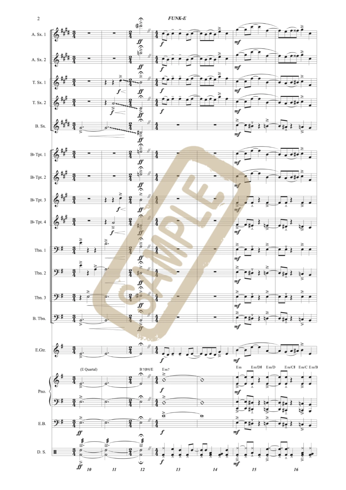 Watermarked score excerpt from Funk-E
