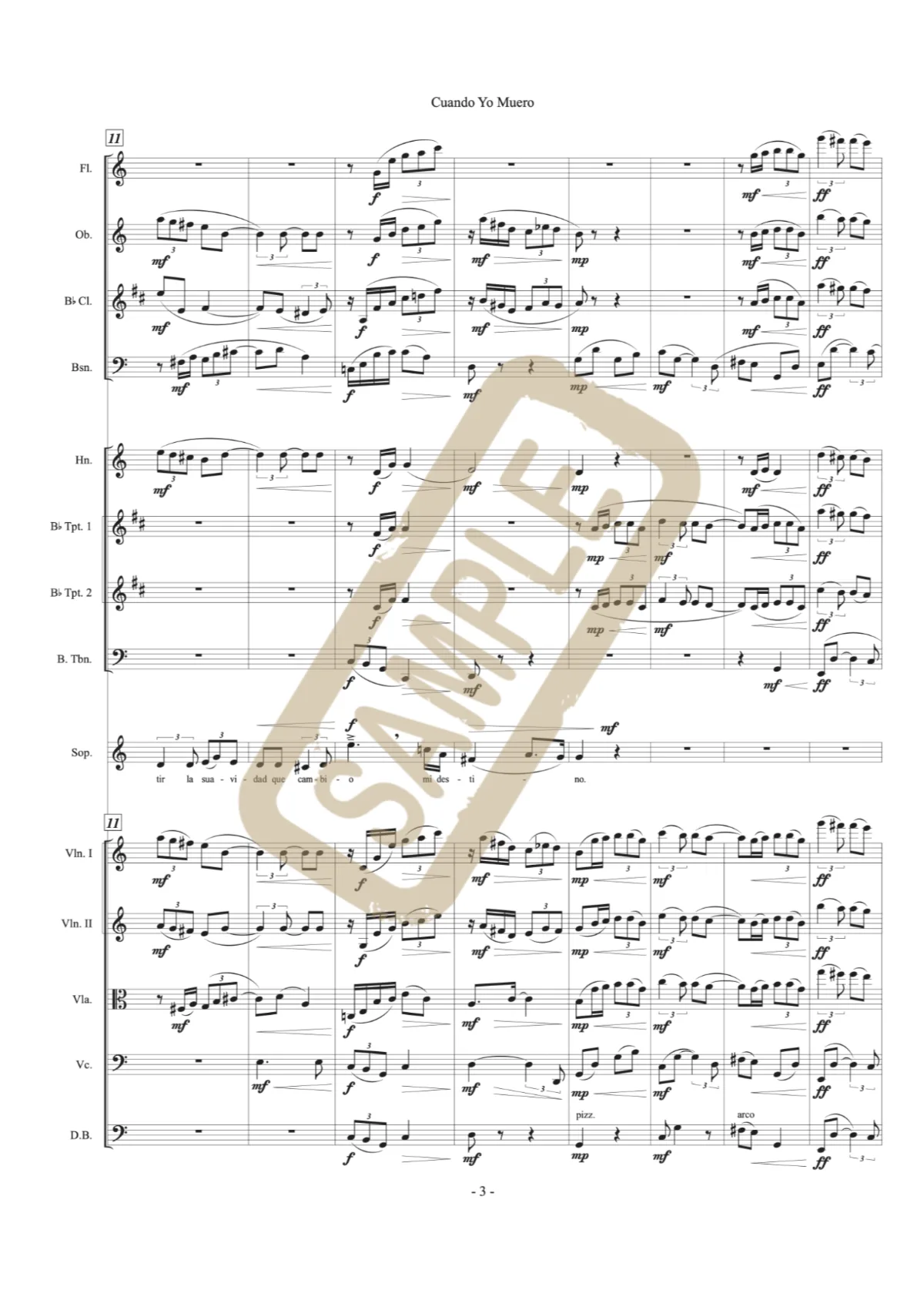 Watermarked score excerpt from Cuando Yo Muero