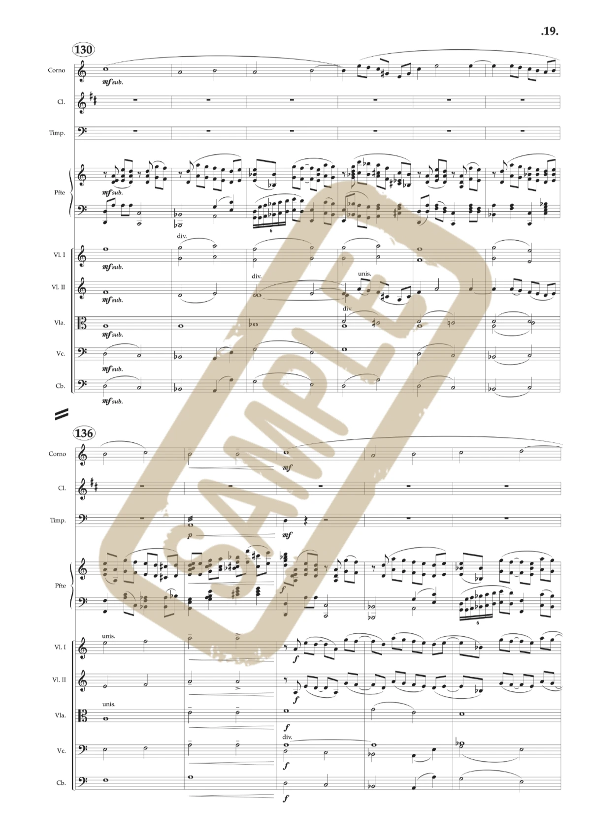 Watermarked score excerpt from the Concerto for Piano and Orchestra