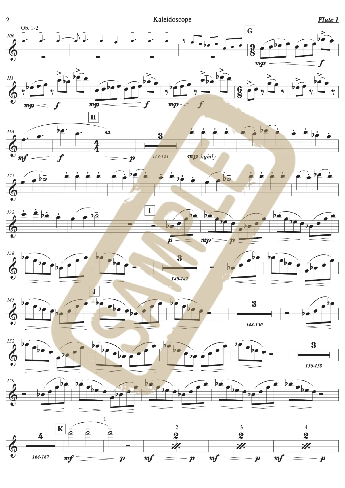 Watermarked flute part from Kaleidoscope