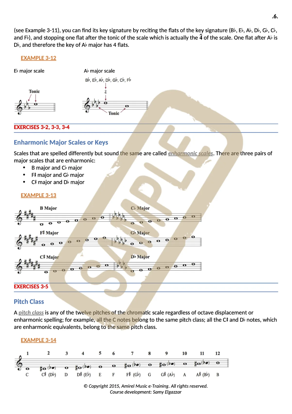 Watermarked page from the Harmony 101 course study material on major keys