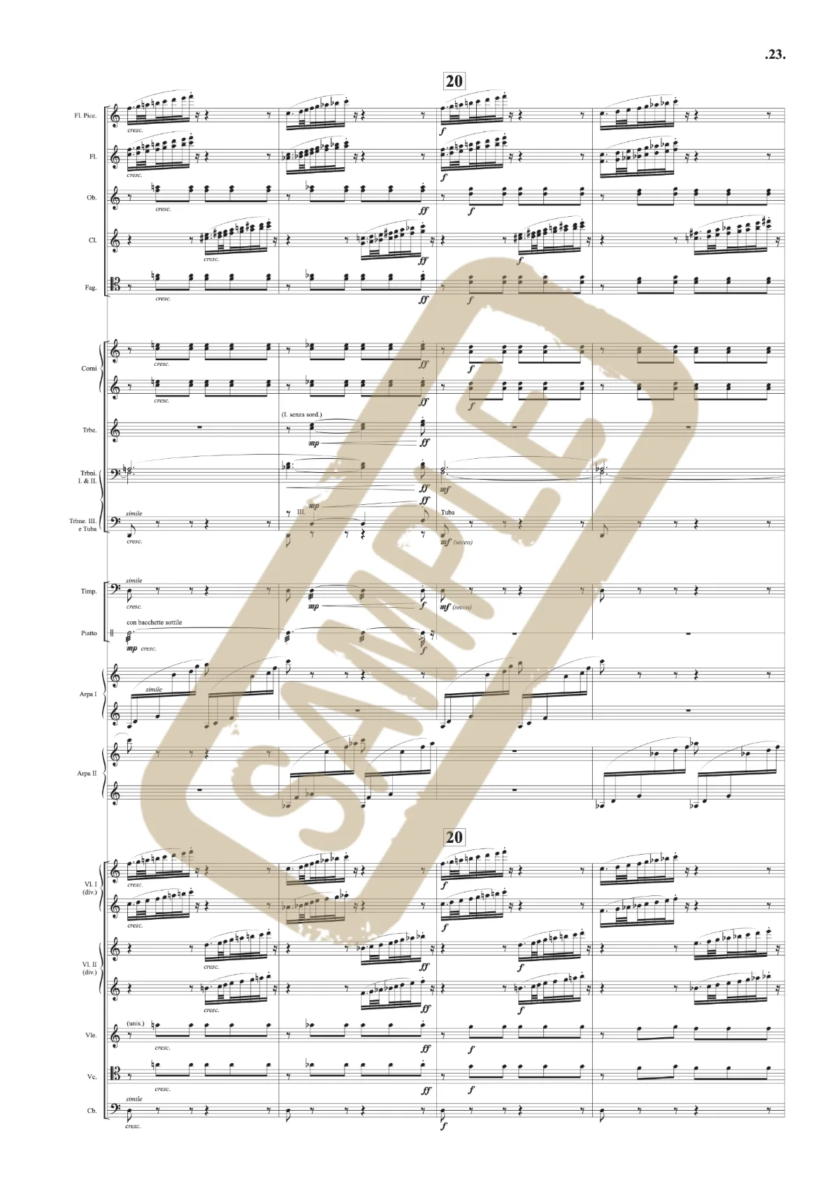 Watermarked score excerpt from Fantasia for Piano and Orchestra