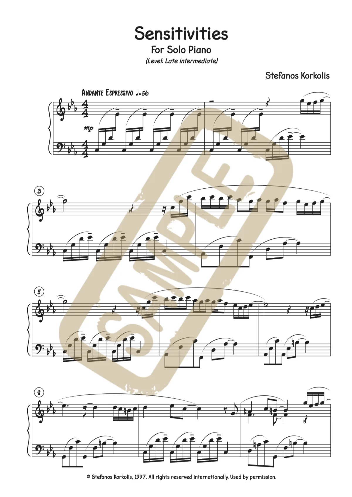 Watermarked score excerpt from Sensitivities