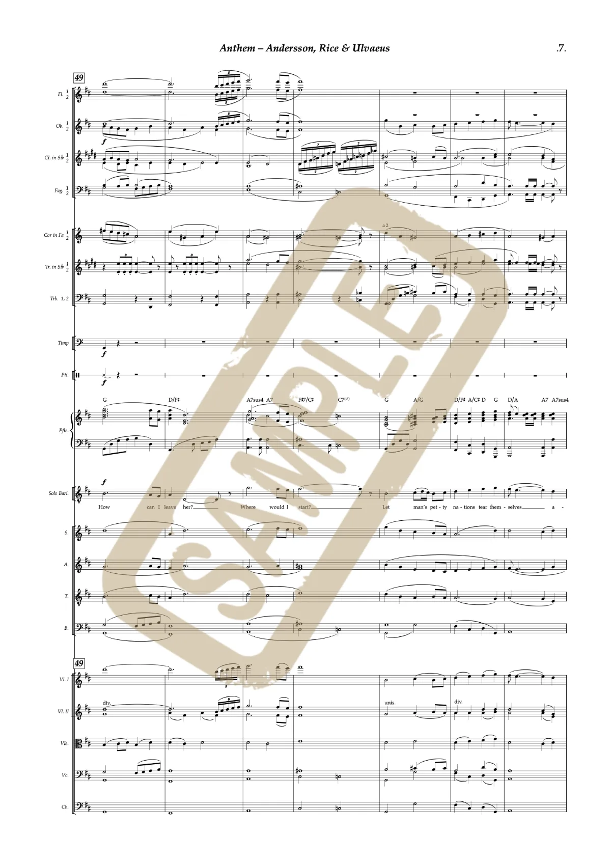 Watermarked score excerpt from Anthem