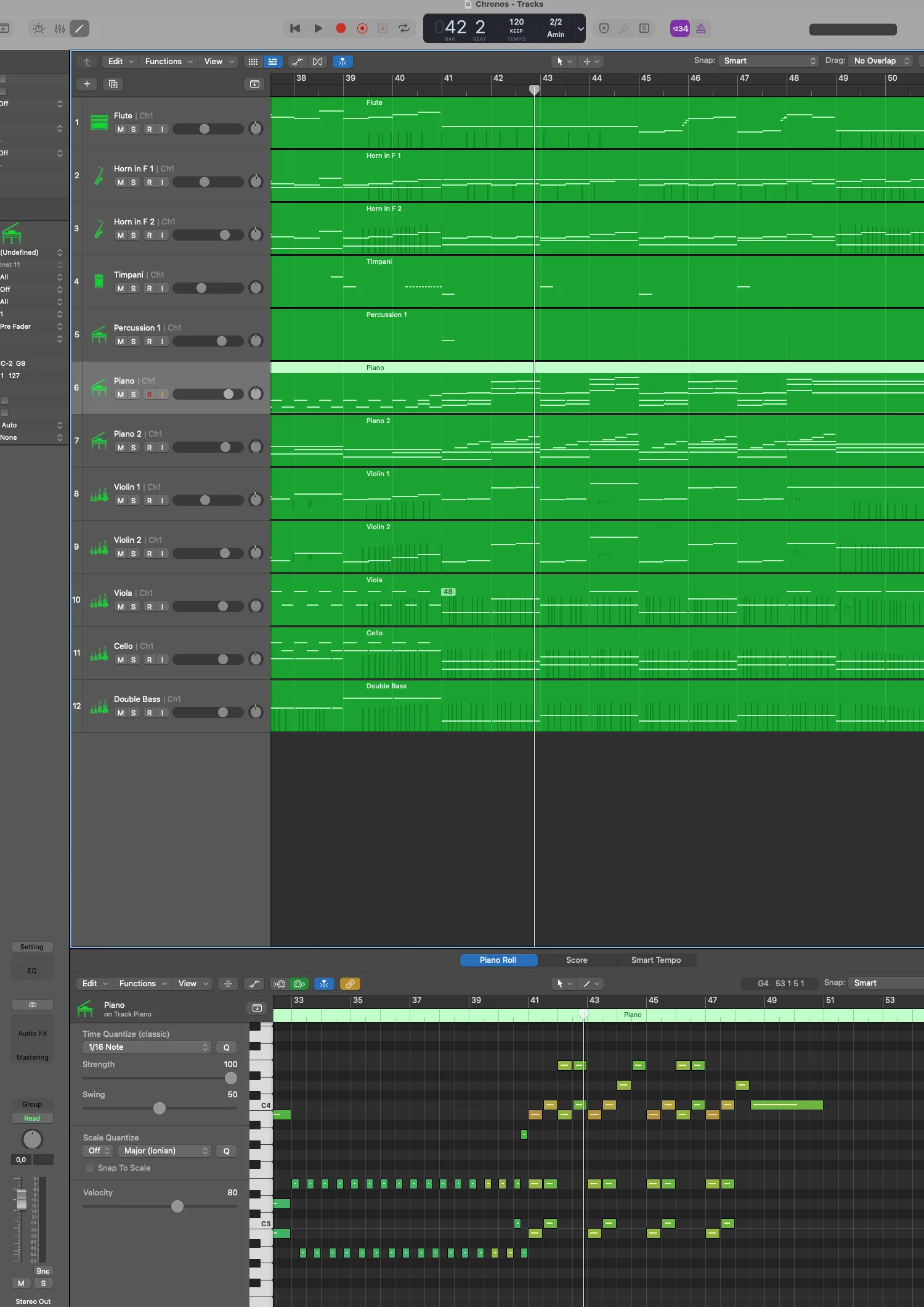 MIDI production of Chronos open in a digital audio workstation
