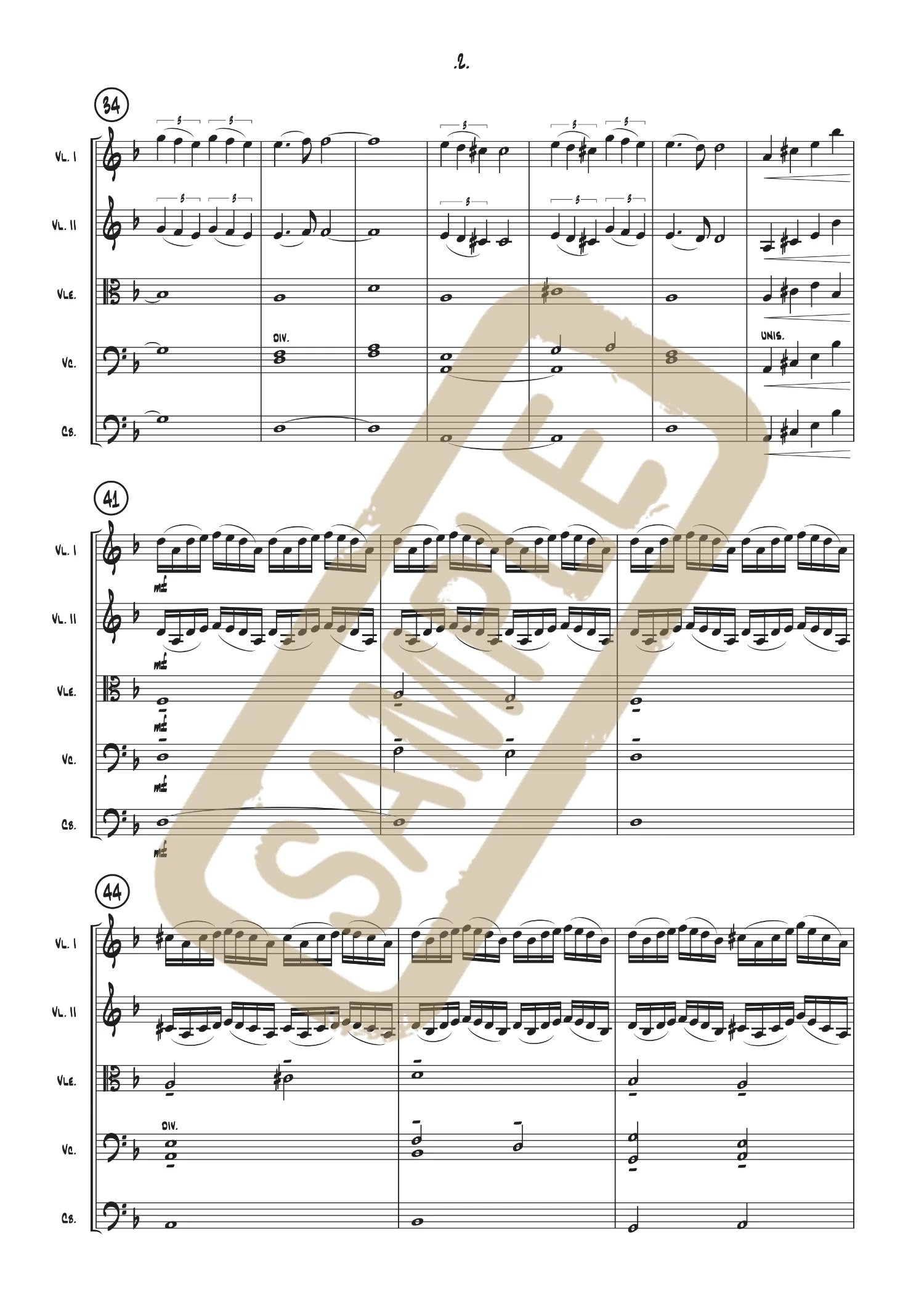 Engraved string score page of I Have a Love for You