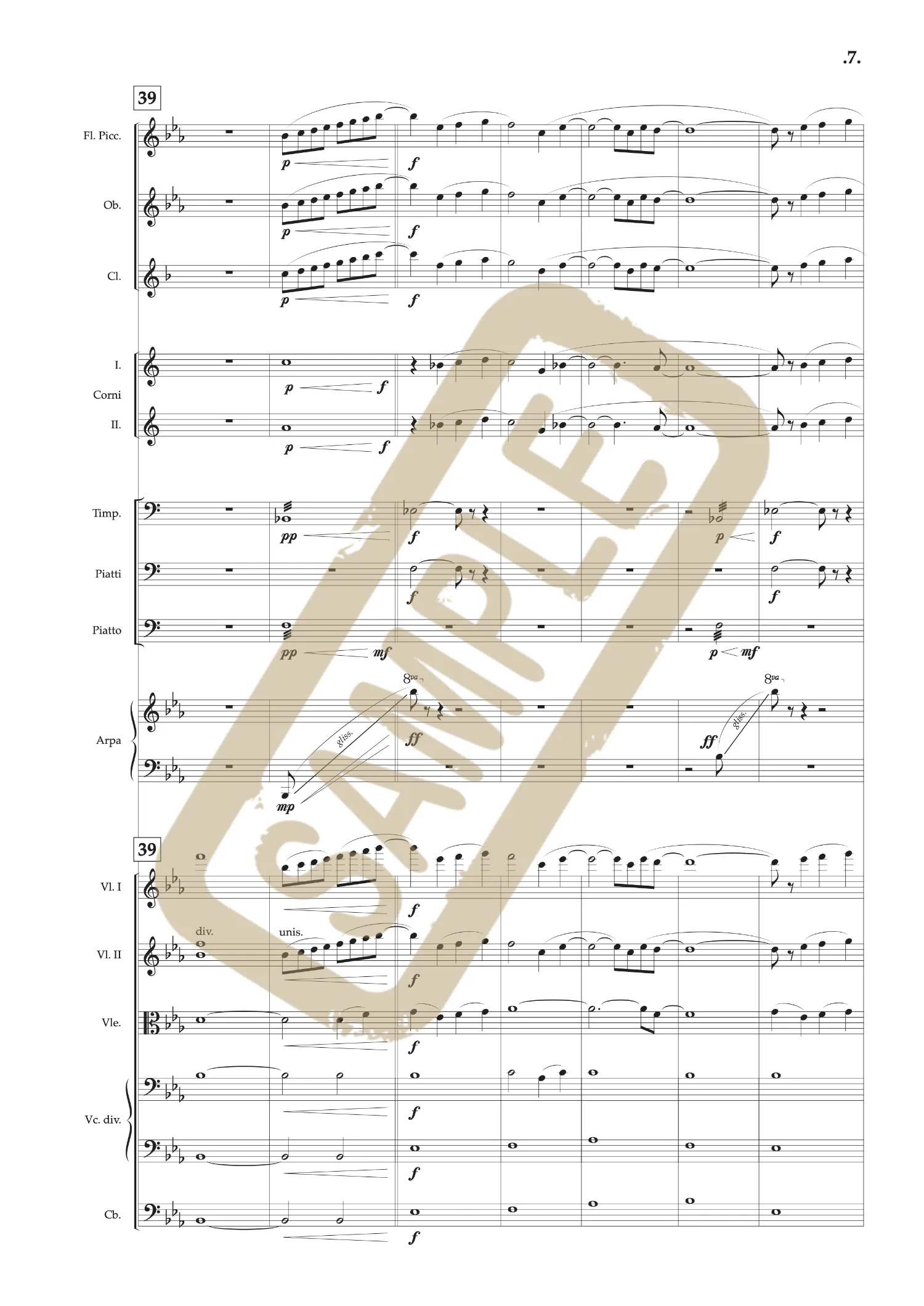 Engraved full orchestral score page of As Tears Go By