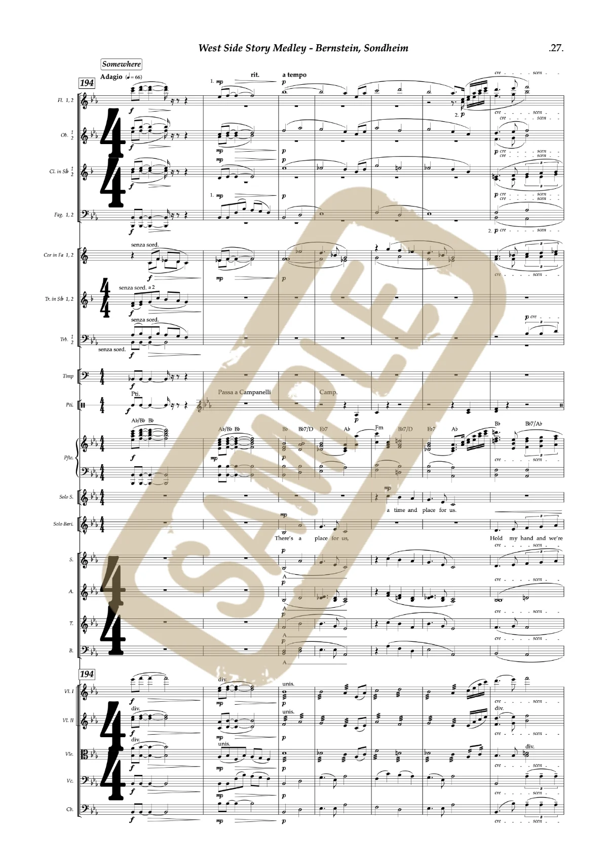 Watermarked score excerpt from West Side Story